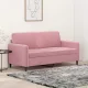 Kétszemélyes rózsaszín bársony kanapé 140 cm