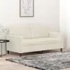 Kétszemélyes krémszínű bársony kanapé 140 cm