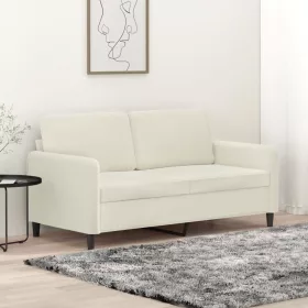Kétszemélyes krémszínű bársony kanapé 140 cm