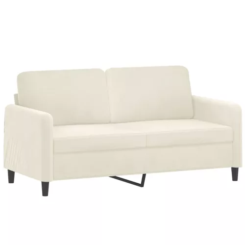 Kétszemélyes krémszínű bársony kanapé 140 cm