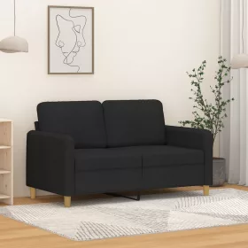 Kétszemélyes fekete szövetkanapé 120 cm