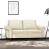 2 személyes krémszínű műbőr kanapé 120 cm