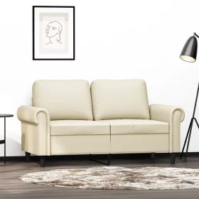 2 személyes krémszínű műbőr kanapé 120 cm