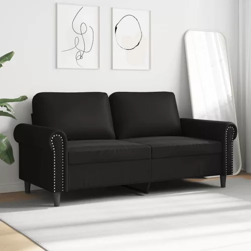 2 személyes fekete műbőr kanapé 140 cm
