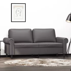 2 személyes szürke műbőr kanapé 140 cm