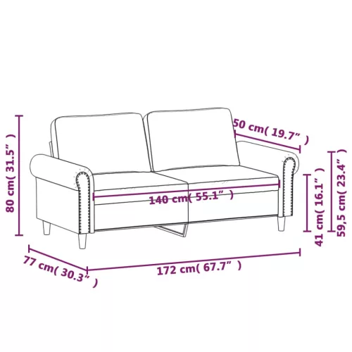 2 személyes bordó színű műbőr kanapé 140 cm