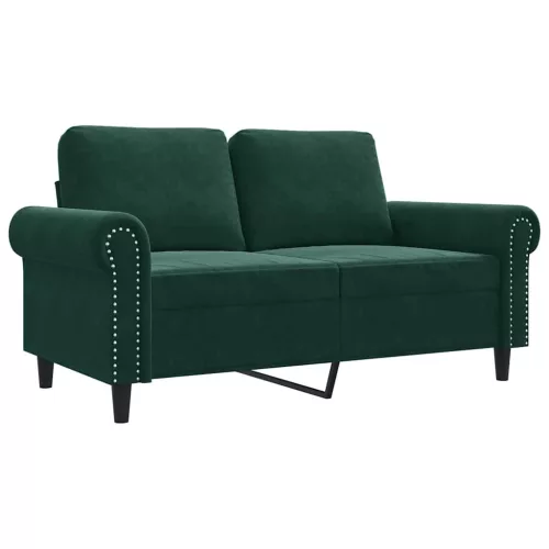 Kétszemélyes sötétzöld bársony kanapé 120 cm