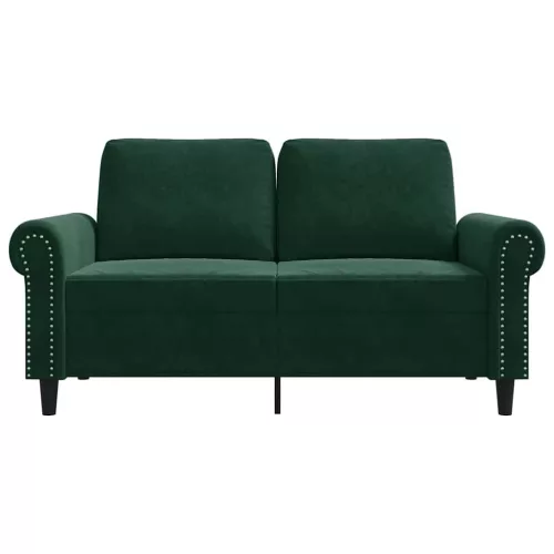 Kétszemélyes sötétzöld bársony kanapé 120 cm
