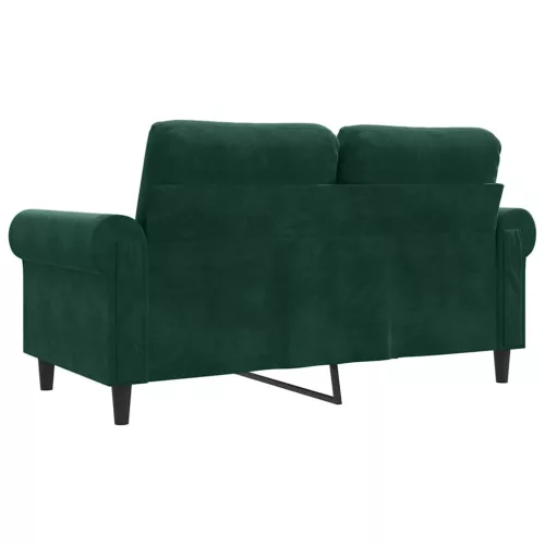 Kétszemélyes sötétzöld bársony kanapé 120 cm