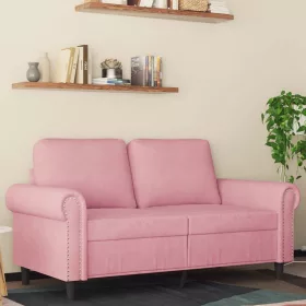 Kétszemélyes rózsaszín bársony kanapé 120 cm
