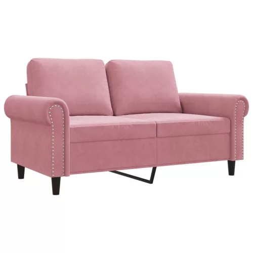 Kétszemélyes rózsaszín bársony kanapé 120 cm