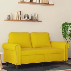 Kétszemélyes sárga bársony kanapé 120 cm