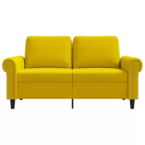 Kétszemélyes sárga bársony kanapé 120 cm