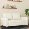 Kétszemélyes krémszínű bársony kanapé 120 cm