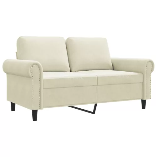 Kétszemélyes krémszínű bársony kanapé 120 cm