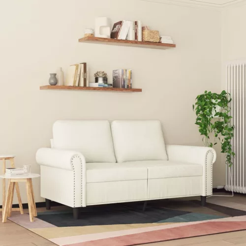 Kétszemélyes krémszínű bársony kanapé 120 cm
