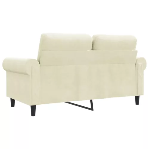 Kétszemélyes krémszínű bársony kanapé 120 cm