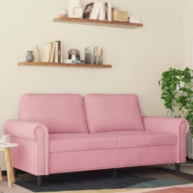 Kétszemélyes rózsaszín bársony kanapé 140 cm