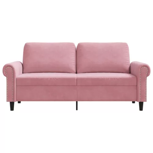 Kétszemélyes rózsaszín bársony kanapé 140 cm