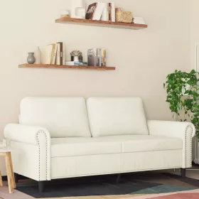 Kétszemélyes krémszínű bársony kanapé 140 cm