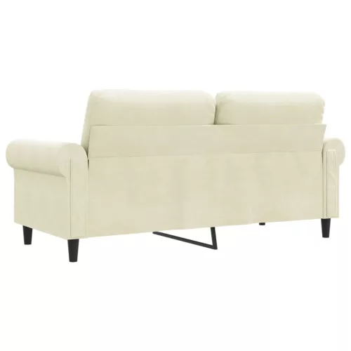 Kétszemélyes krémszínű bársony kanapé 140 cm
