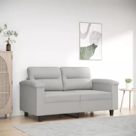   Kétszemélyes világosszürke mikroszálas szövetkanapé 120 cm