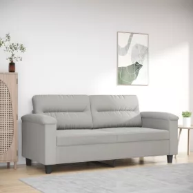   Kétszemélyes világosszürke mikroszálas szövetkanapé 140 cm