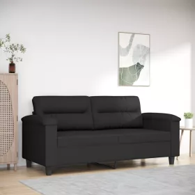 Kétszemélyes fekete mikroszálas szövetkanapé 140 cm