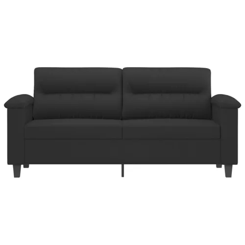 Kétszemélyes fekete mikroszálas szövetkanapé 140 cm