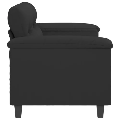 Kétszemélyes fekete mikroszálas szövetkanapé 140 cm