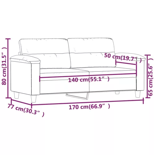 Kétszemélyes fekete mikroszálas szövetkanapé 140 cm