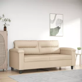   Kétszemélyes krémszínű mikroszálas szövetkanapé 140 cm
