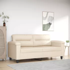Kétszemélyes bézs mikroszálas szövetkanapé 140 cm