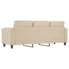 3 személyes krémszínű mikroszálas szövetkanapé 180 cm