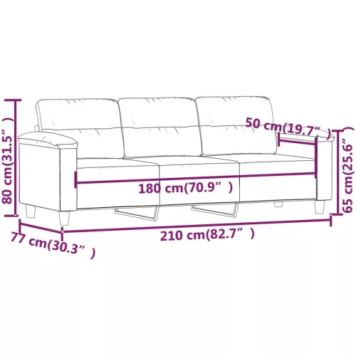 3 személyes bézs mikroszálas szövetkanapé 180 cm