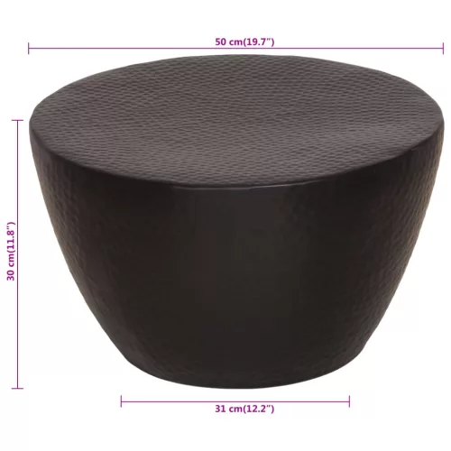 Fekete kalapált alumínium dohányzóasztal Ø 50 x 30 cm