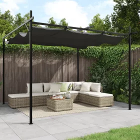   Antracitszürke pergola behúzható tetővel 295 x 292 x 230 cm