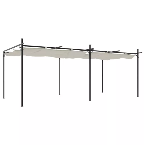 Krémszínű pergola behúzható tetővel 589 x 292 x 230 cm