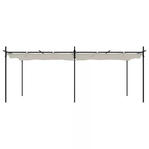 Krémszínű pergola behúzható tetővel 589 x 292 x 230 cm