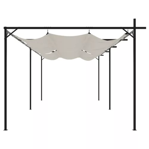 Krémszínű pergola behúzható tetővel 589 x 292 x 230 cm