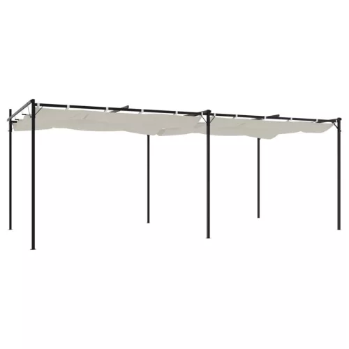 Krémszínű pergola behúzható tetővel 589 x 292 x 230 cm