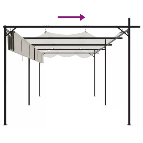 Krémszínű pergola behúzható tetővel 589 x 292 x 230 cm