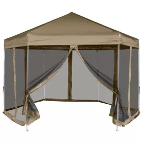   Tópszínű összecsukható pavilon oldalfalakkal 3,6x3,1 m 220 g/m²