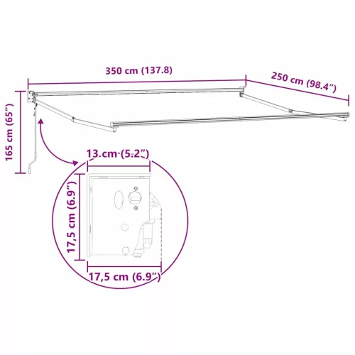 Napernyő Fehér 3,5 x 2,5 m Fém
