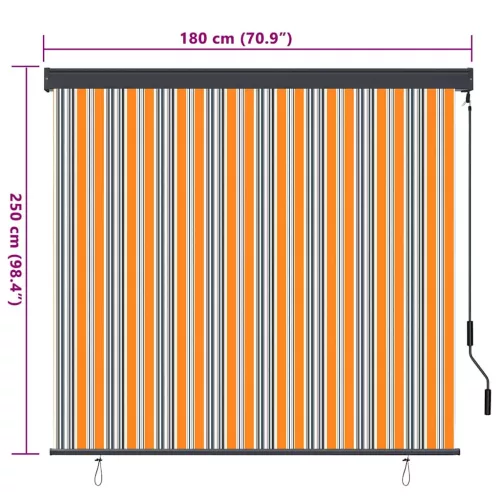 Kültéri Rolós Árnyék Csíkos Sárga és kék 180 x 250 cm szövet