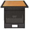 Fekete tömör akácfa és polirattan kerti asztal 100x50x43/63 cm