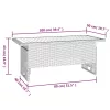 Fekete tömör akácfa és polirattan kerti asztal 100x50x43/63 cm