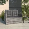Szürke polyrattan kerti pad párnákkal 105 cm
