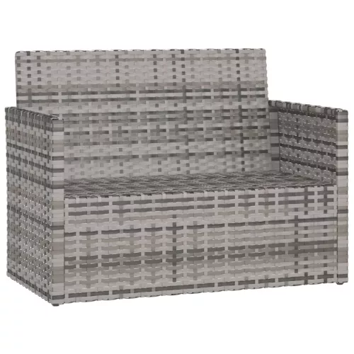 Szürke polyrattan kerti pad párnákkal 105 cm