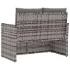 Szürke polyrattan kerti pad párnákkal 105 cm